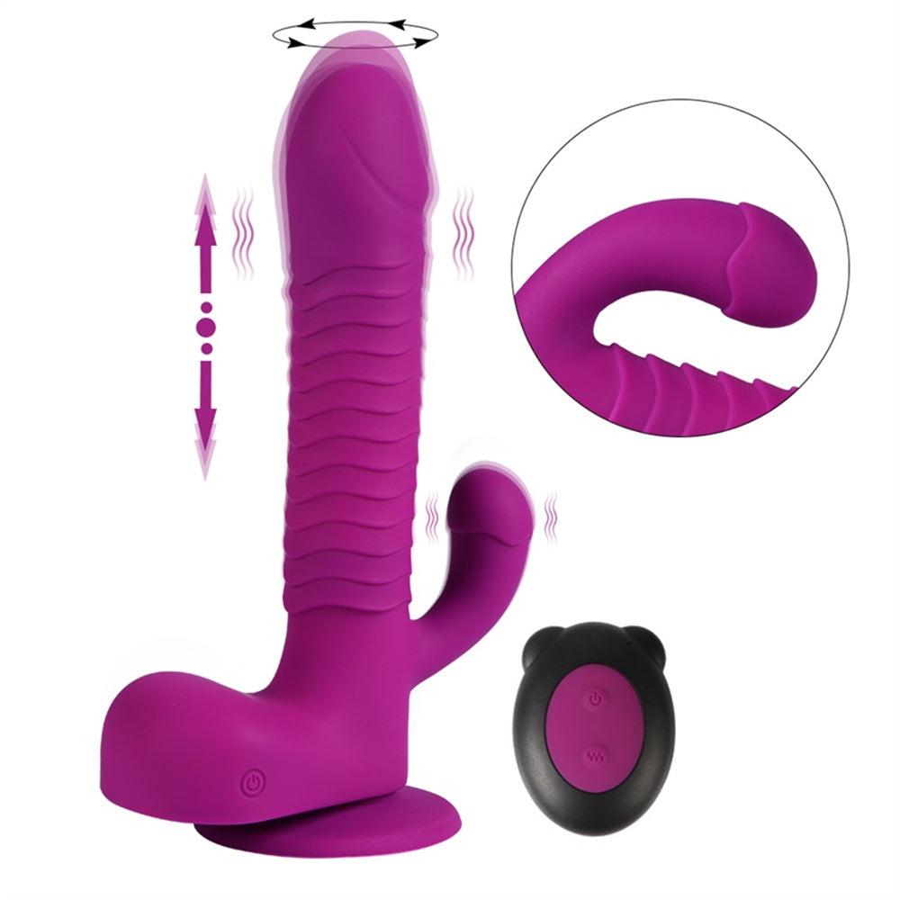 Lurevibe - 360 Degree Rotating Telescopic Dildo Vibrator With Suction Cup Wireless Remote Control