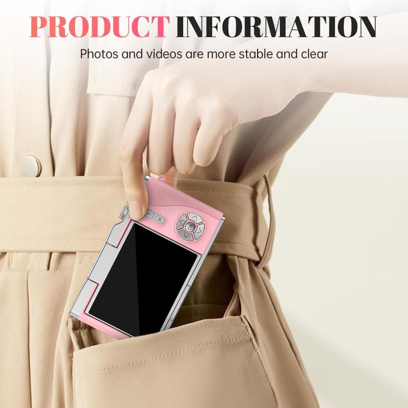 Portable 1080P Flip Screen Camera – Compact Pocket Vlog Camera with 32GB