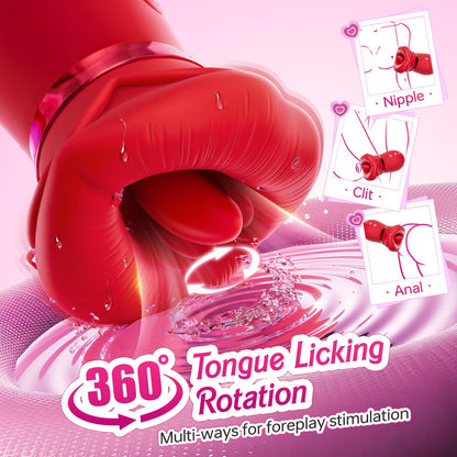 Lurevibe - 4IN1 Mouth Sucking Vibrator Rose Sex Toy