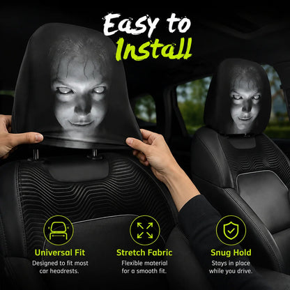 😆 Funny Cartoon Car Headrest Covers – 2PCS Universal Fit
