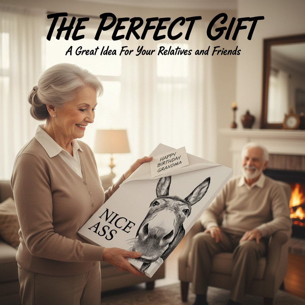 Funny Bathroom Wall Art - "Nice Ass" Donkey Print(No Frame)