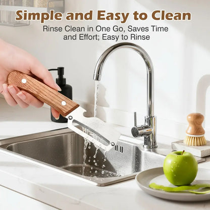 Ultra-Sharp Stainless Steel Peeler with Wooden Grip & Bottle Opener