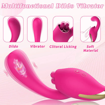 Lurevibe - Merlot 2-in-1 Tongue-licking Dildo Vibrator