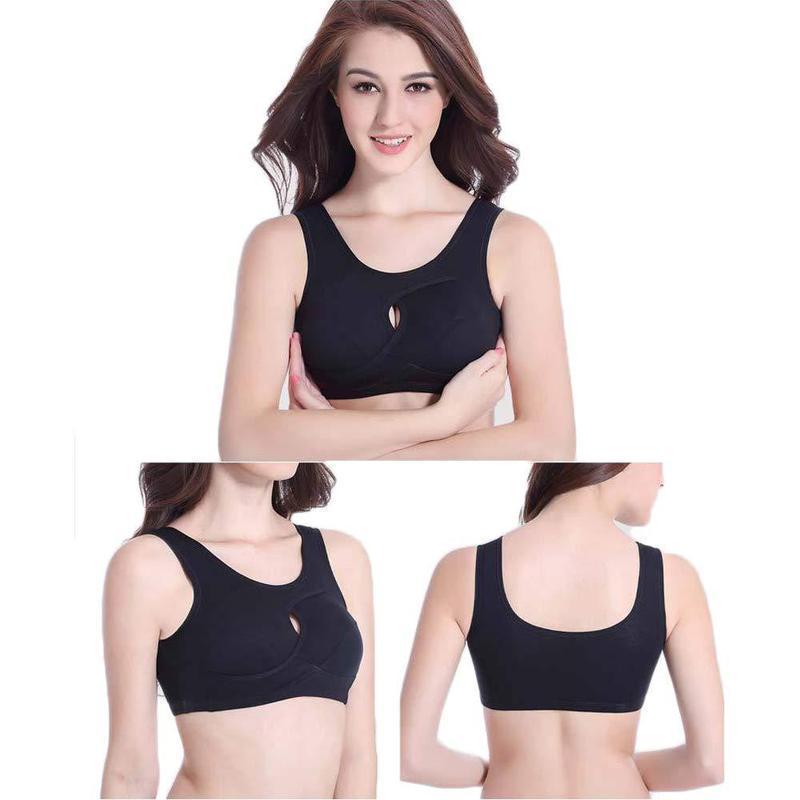 Libiyi-Women Anti-Sagging Cotton Sports Bra, 3 packs