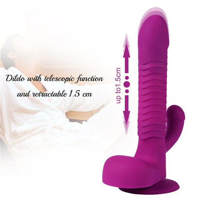 Lurevibe - 360 Degree Rotating Telescopic Dildo Vibrator With Suction Cup Wireless Remote Control