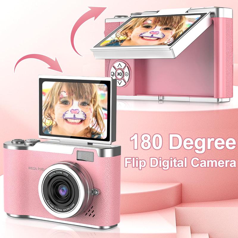 Portable 1080P Flip Screen Camera – Compact Pocket Vlog Camera with 32GB