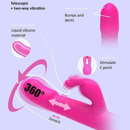 Lurevibe - Rain Love Thrusting Strong Shock Rabbit Vibrator With Suction Cup