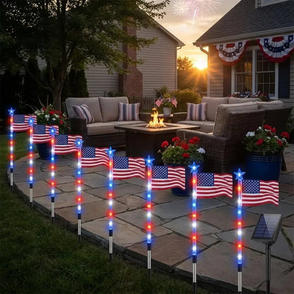 8 Solar American Flag Pathway Lights for 250th Independence Celebration