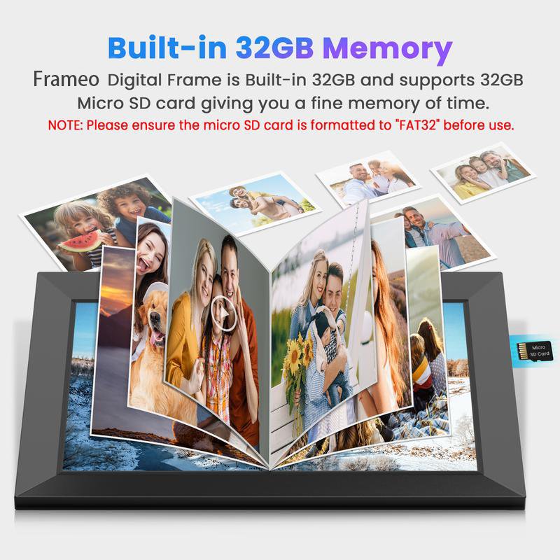 10.1" WiFi Digital Photo Frame – HD Touch Screen, 32GB Storage