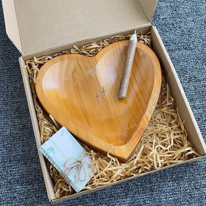✝️Handcrafted Wooden Heart Prayer Bowl Set