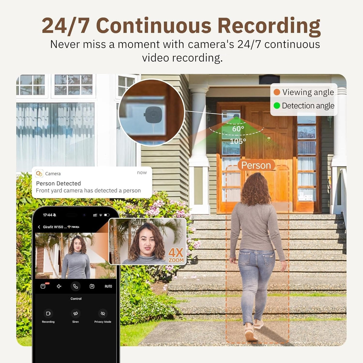 🎥crystal-clear 2K security camera 🌙Color Night Vision 🚨24/7 Recording & Smart Alerts