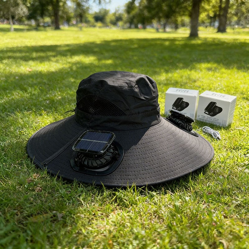 Dual Solar/USB Powered Fan Safari Hat