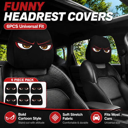 😆 Funny Cartoon Car Headrest Covers – 2PCS Universal Fit