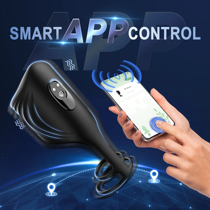 App Wireless Control Cock Ring Adjustable Vibrator Male Penis Trainer