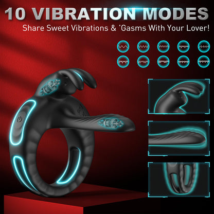 Lurevibe - Bunny Ring III Vibrating Cock Ring Penis Ring with APP, Couples Sex Toys Vibrators