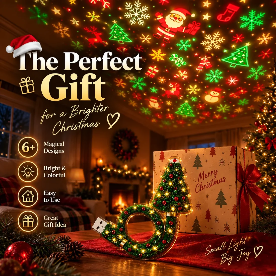 Christmas Tree Projection Light|6+ Holiday Pattern Ceiling Lamp