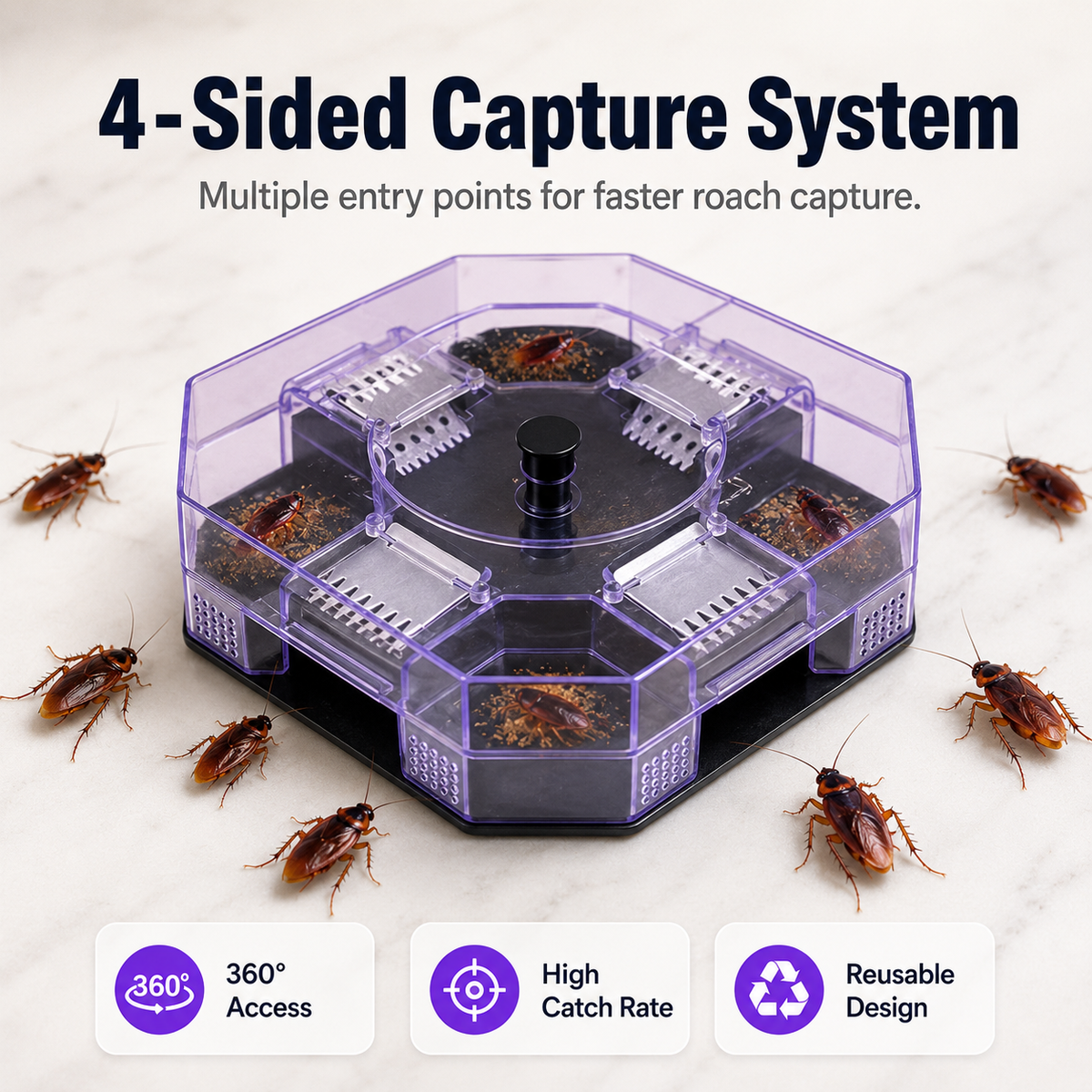 Reusable Roach Trap with One-Way Entry Doors