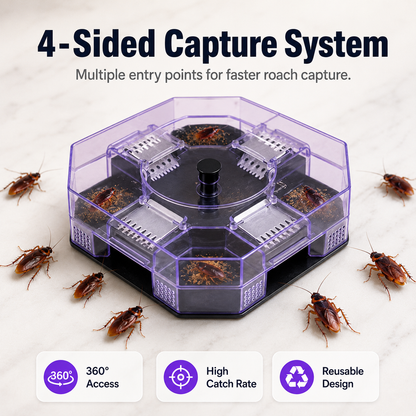Reusable Roach Trap with One-Way Entry Doors