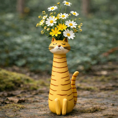 Handmade quirky cat-shaped vas