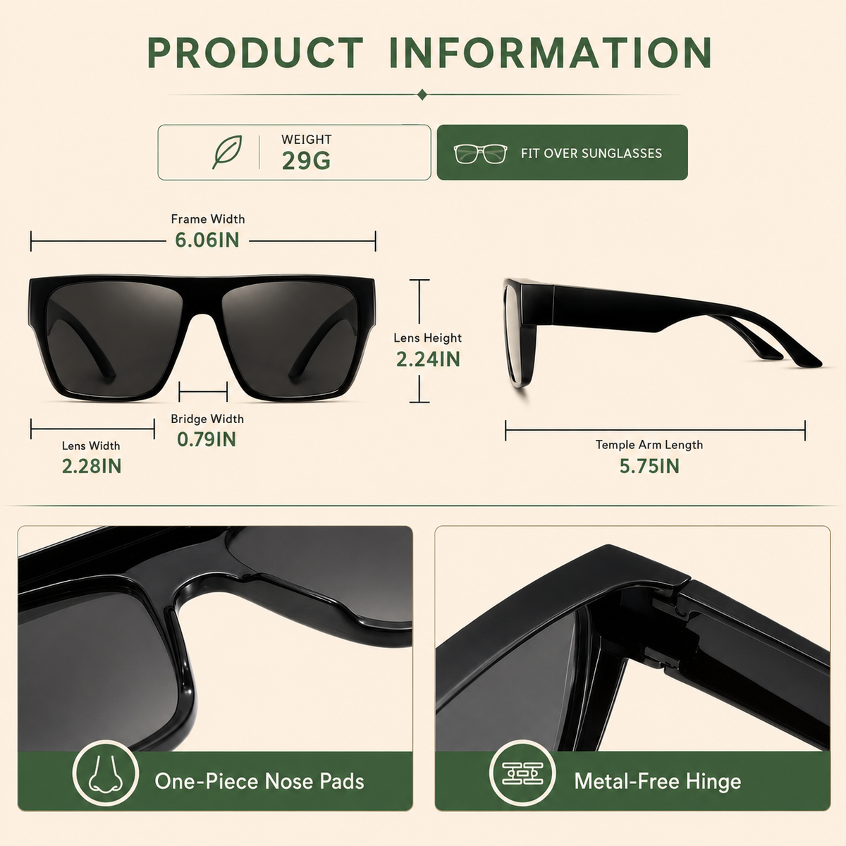 Polarized Oversized Sunglasses – Fits Over Glasses