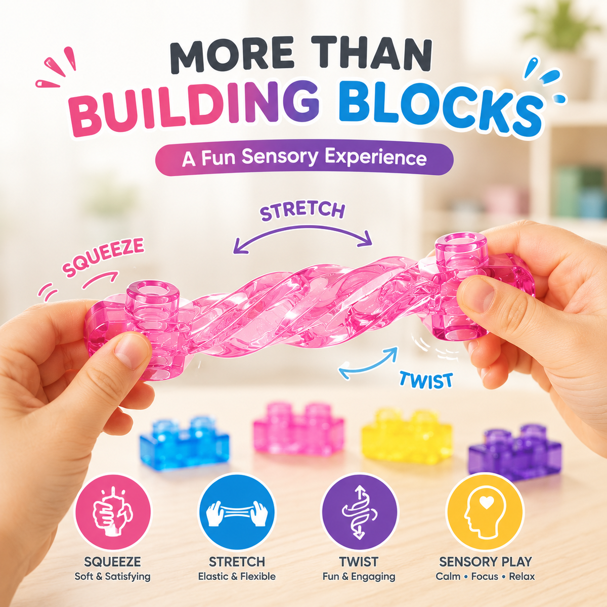 🧩 Soft Jelly Building Blocks – Squishy Stretchable Bath Blocks (40PCS)