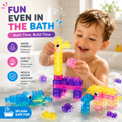 🧩 Soft Jelly Building Blocks – Squishy Stretchable Bath Blocks (40PCS)