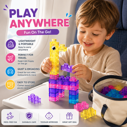 🧩 Soft Jelly Building Blocks – Squishy Stretchable Bath Blocks (40PCS)