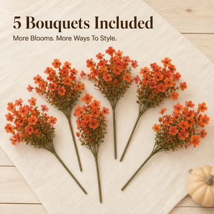 🍂 5-Pack Artificial Fall Flowers