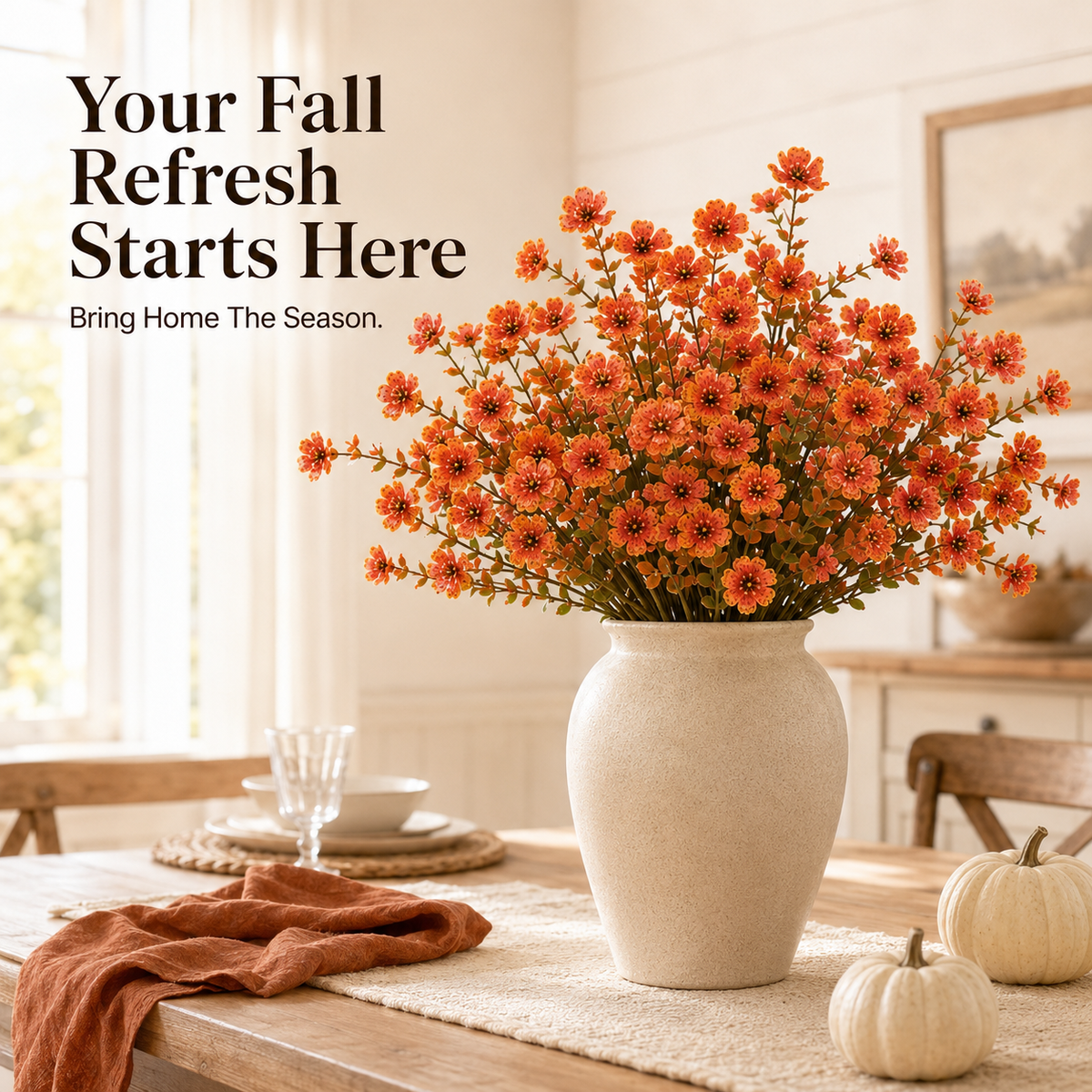 🍂 5-Pack Artificial Fall Flowers