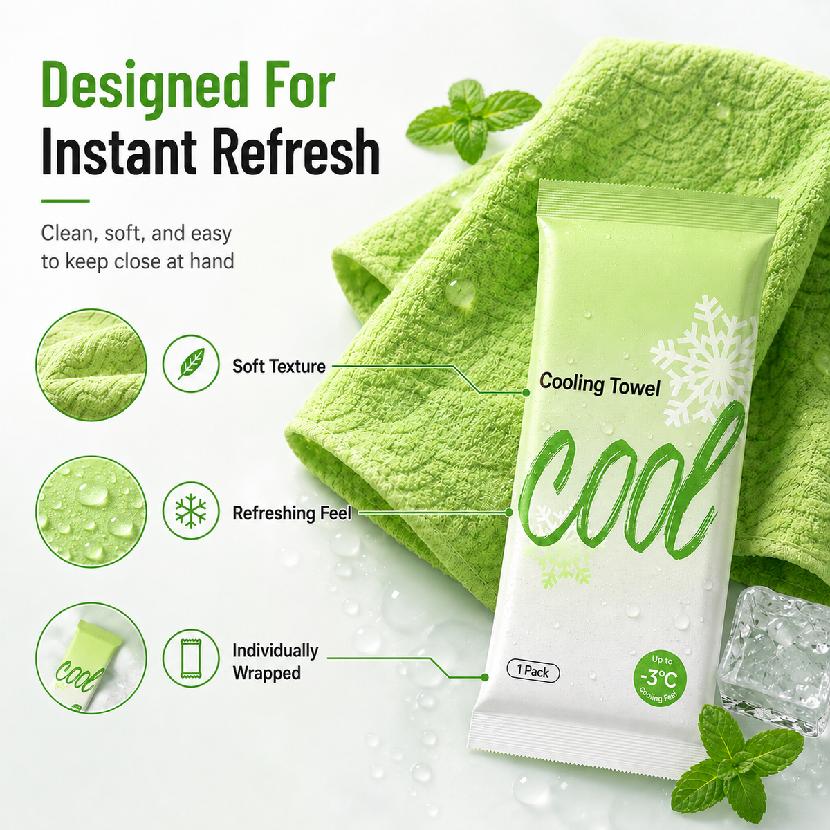 Instant Cooling Body Towel Wipes