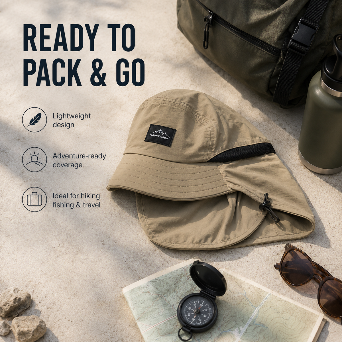 Outdoor Sun Protection Hat Unisex Fisherman Hat UV Neck Flap