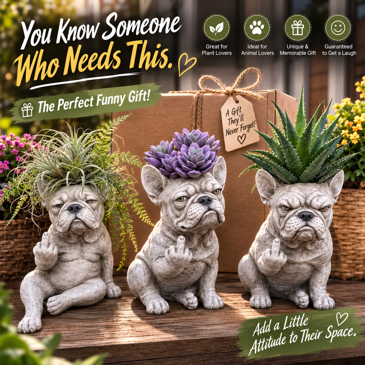 😂Funny Bulldog Planter – Give Your Plants Some Serious Attitude