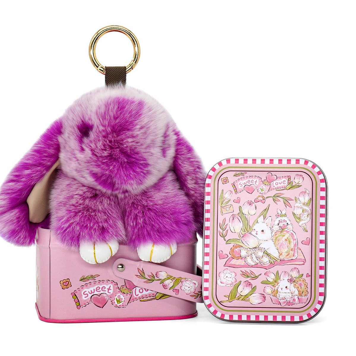 Handcrafted Soft Bunny Charm: Adorable Plush Rabbit Toy Keychain