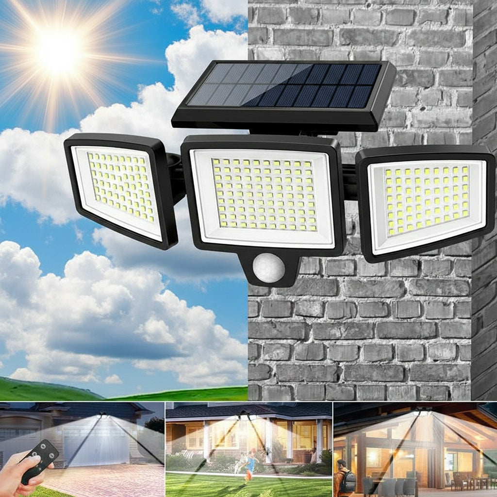270° Wide-Angle Solar Floodlight: Remote Control & Weatherproof