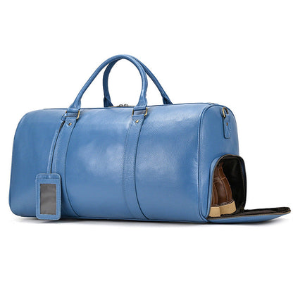 Leather Duffle Bag with Shoes Compartment