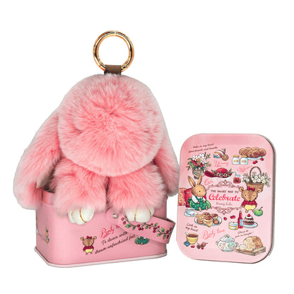 Handcrafted Soft Bunny Charm: Adorable Plush Rabbit Toy Keychain