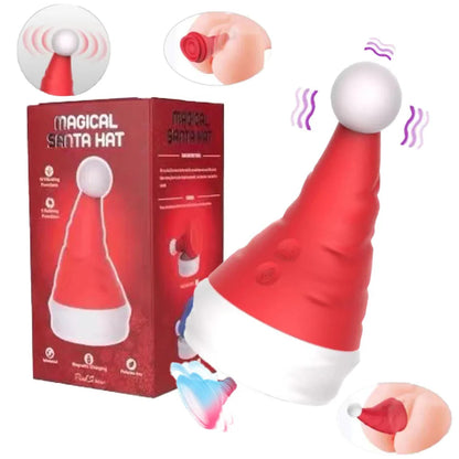 Lurevibe - Santa Hat Vibrator 15 Speed Cunnilingus Masturbator Clit G-Spot Stimulator For Christmas