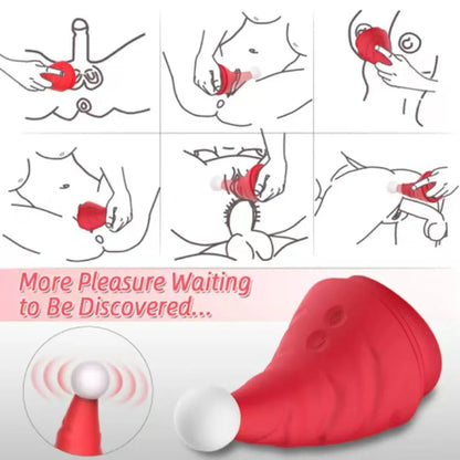 Lurevibe - Santa Hat Vibrator 15 Speed Cunnilingus Masturbator Clit G-Spot Stimulator For Christmas