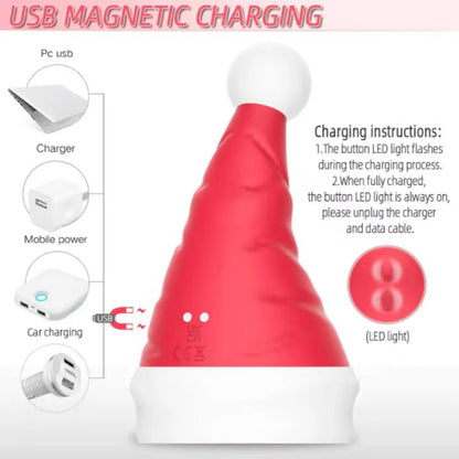 Lurevibe - Santa Hat Vibrator 15 Speed Cunnilingus Masturbator Clit G-Spot Stimulator For Christmas