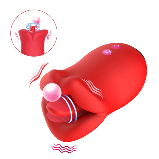 Lurevibe - Female Clit Oral Licking Tongue Vibrator Rotating Nipples Stimulator