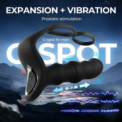 Massager Masturbation 9 Frequency Remote Control Anal Vibrator with Cock Ring