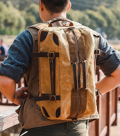 Waxed Canvas Weekender Duffle Bag Backpack