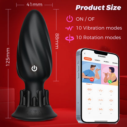 APP - Controlled Rotating Anal Plug  9 Modes Waterproof  Quiet