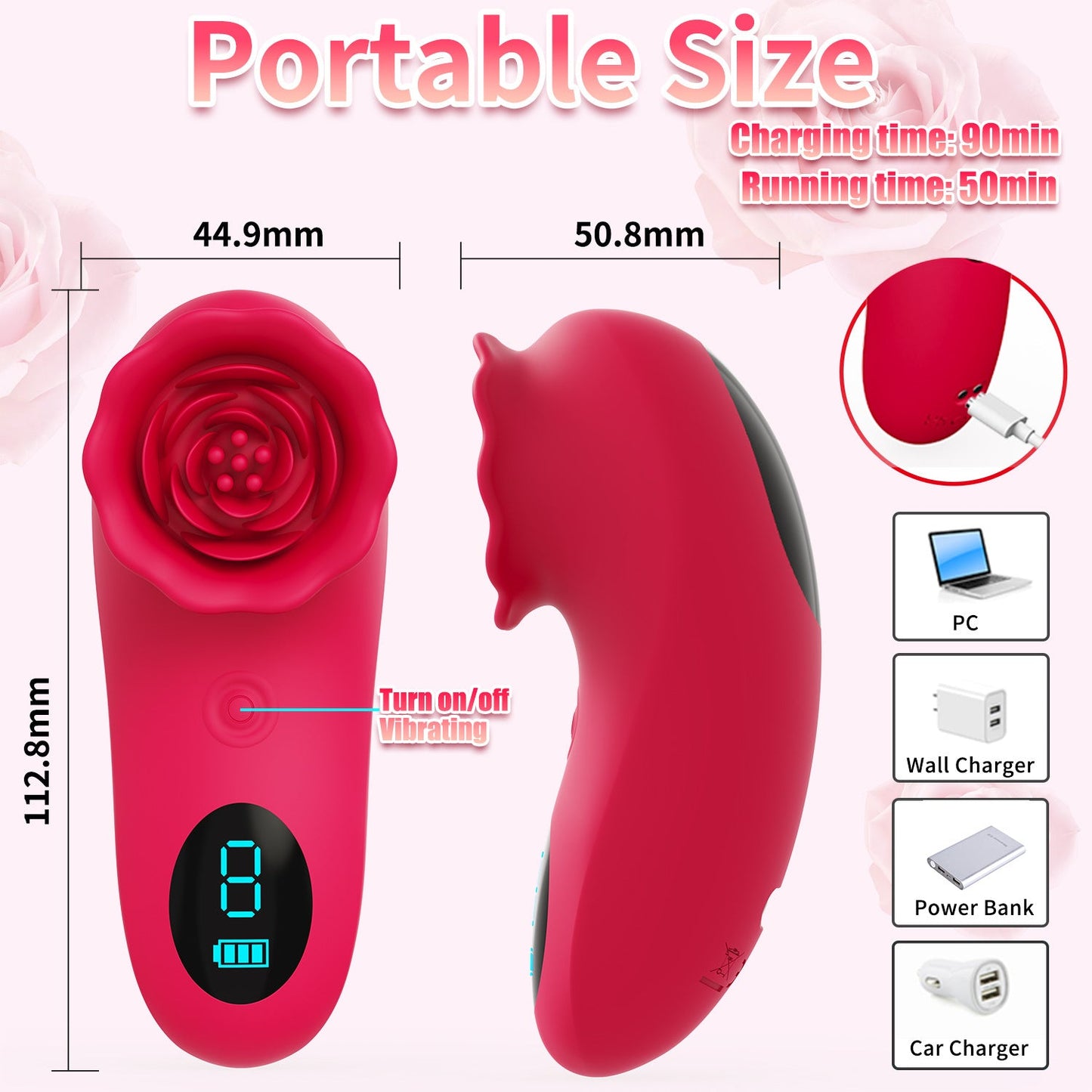 Rose Sex Toy Mini Vibrator for Womens Tapping Vibrating sex toy