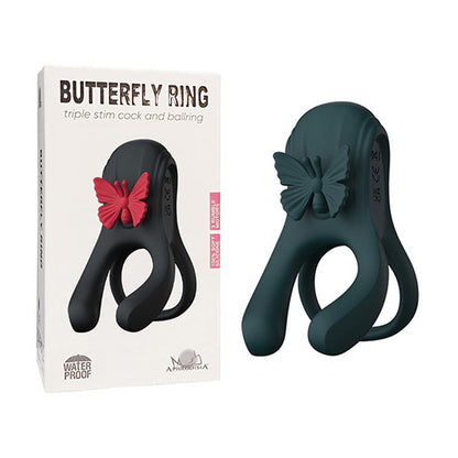 3 in 1 Butterfly Cock Ring 3 Motors 10 Modes Erection Enhancing Vibration Penis Vibrator