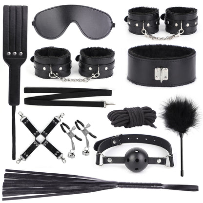 [Big Sale]11PCS BDSM Kit Sex Bondage Restraints Toys for Men Women and Couples Foreplay