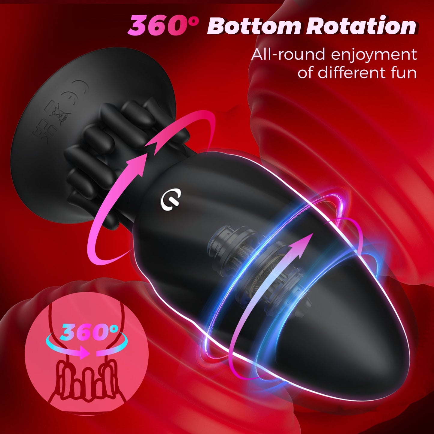 APP - Controlled Rotating Anal Plug  9 Modes Waterproof  Quiet