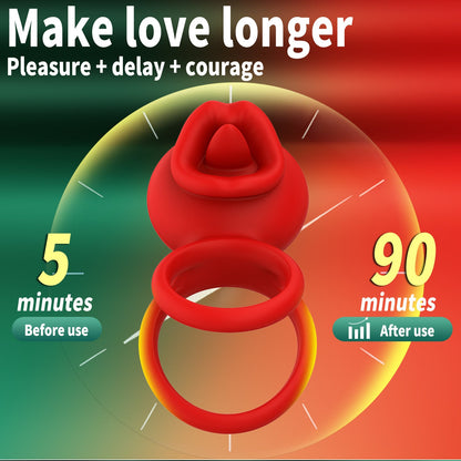 Cock Rings Clitoral Stimulator with Licking Mouth Pleasur with APP control