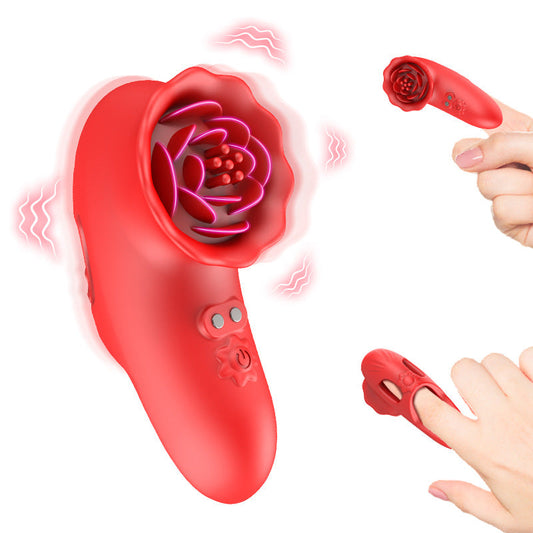 Rose Finger Vibrator G Spot Clitoral Stimulator for Couple Flirting