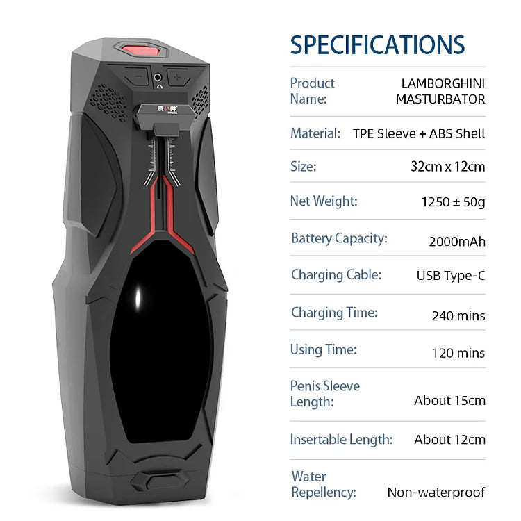 Lurevibe - Lamborghini Automated Penetration Intelligent Pleasure Cup with Magnetic Key Lock